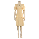 Movie Barbie 2023 Margot Robbie Barbie Yellow Dress Outfits Cosplay Costume Halloween Carnival Suit